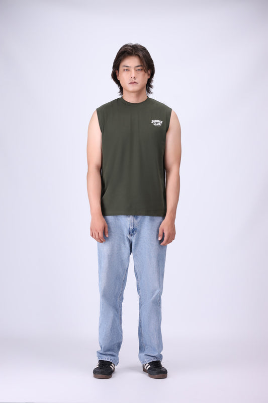 OLIVE RELAXED FIT TANK T-SHIRT