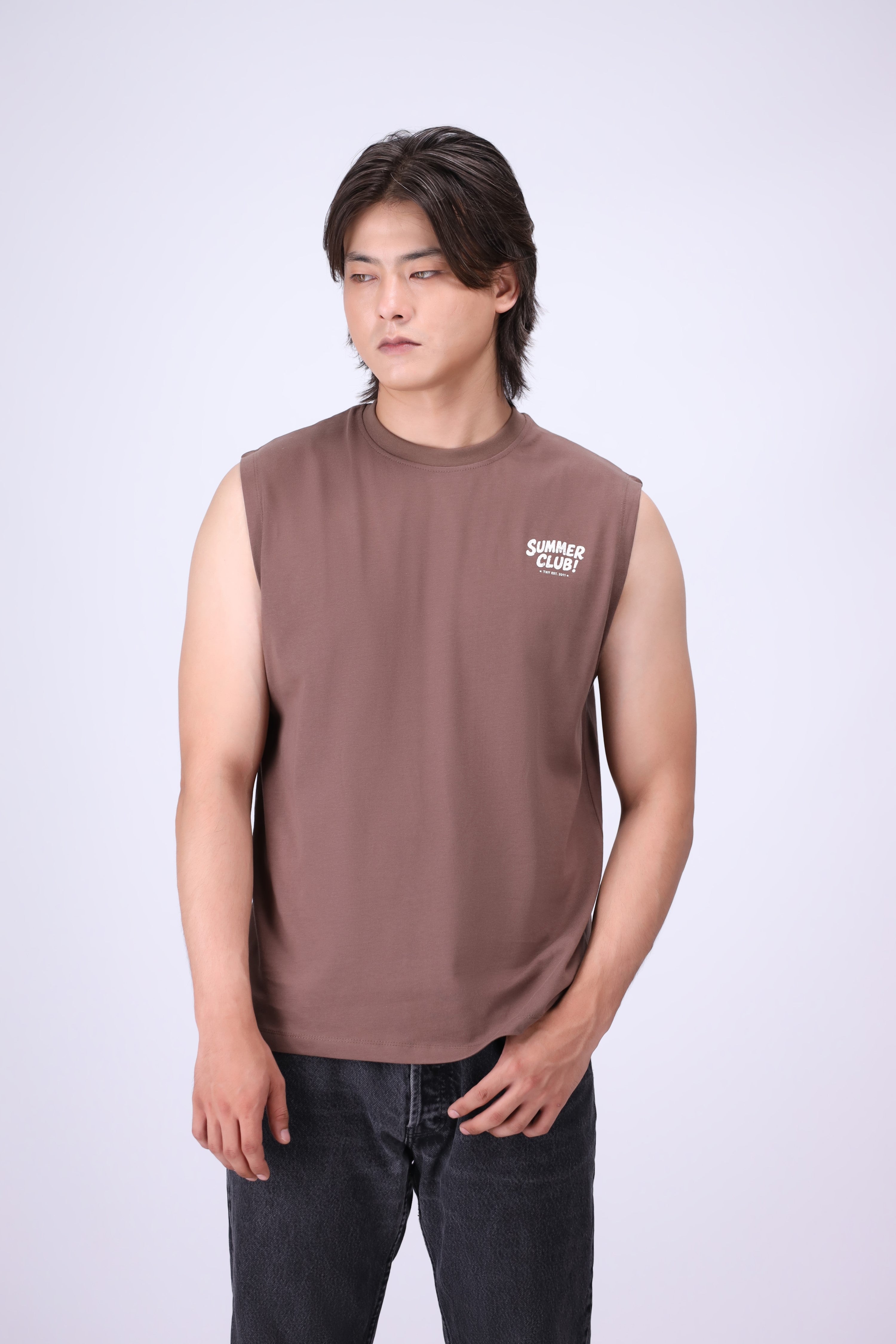 MOCHA RELAXED FIT TANK T-SHIRT