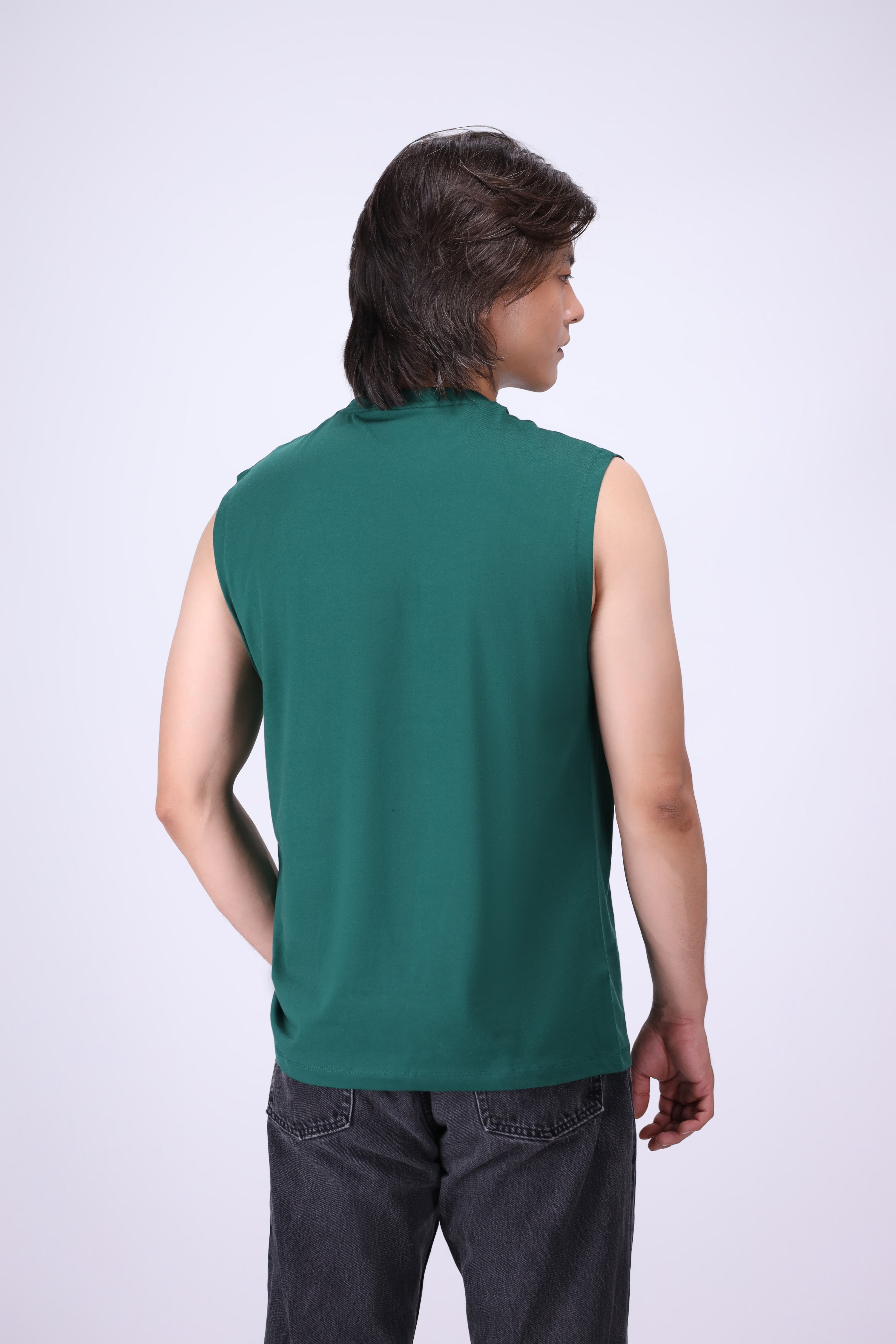GREEN RELAXED FIT TANK T-SHIRT