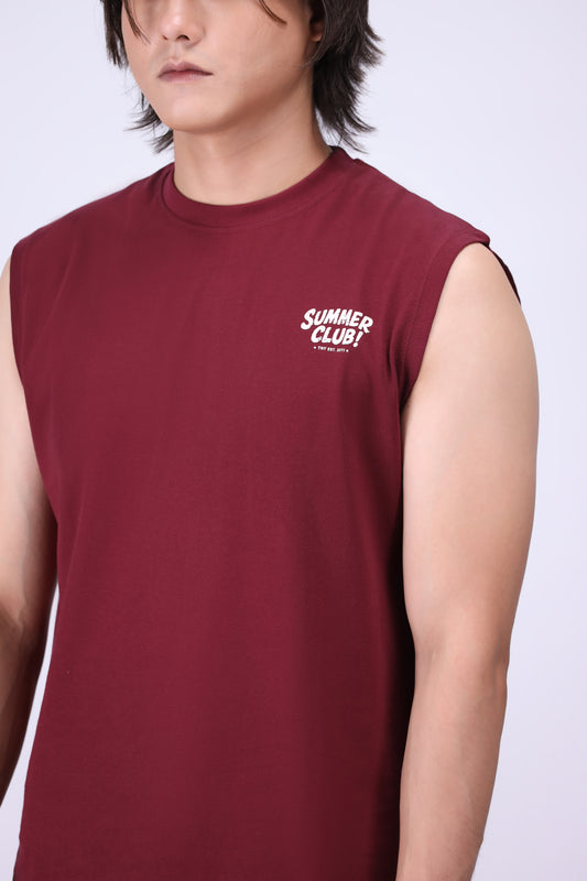 MAROON RELAXED FIT TANK T-SHIRT