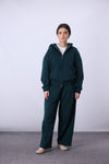 Core Fleece Zipper Co-Ord - Forest Green