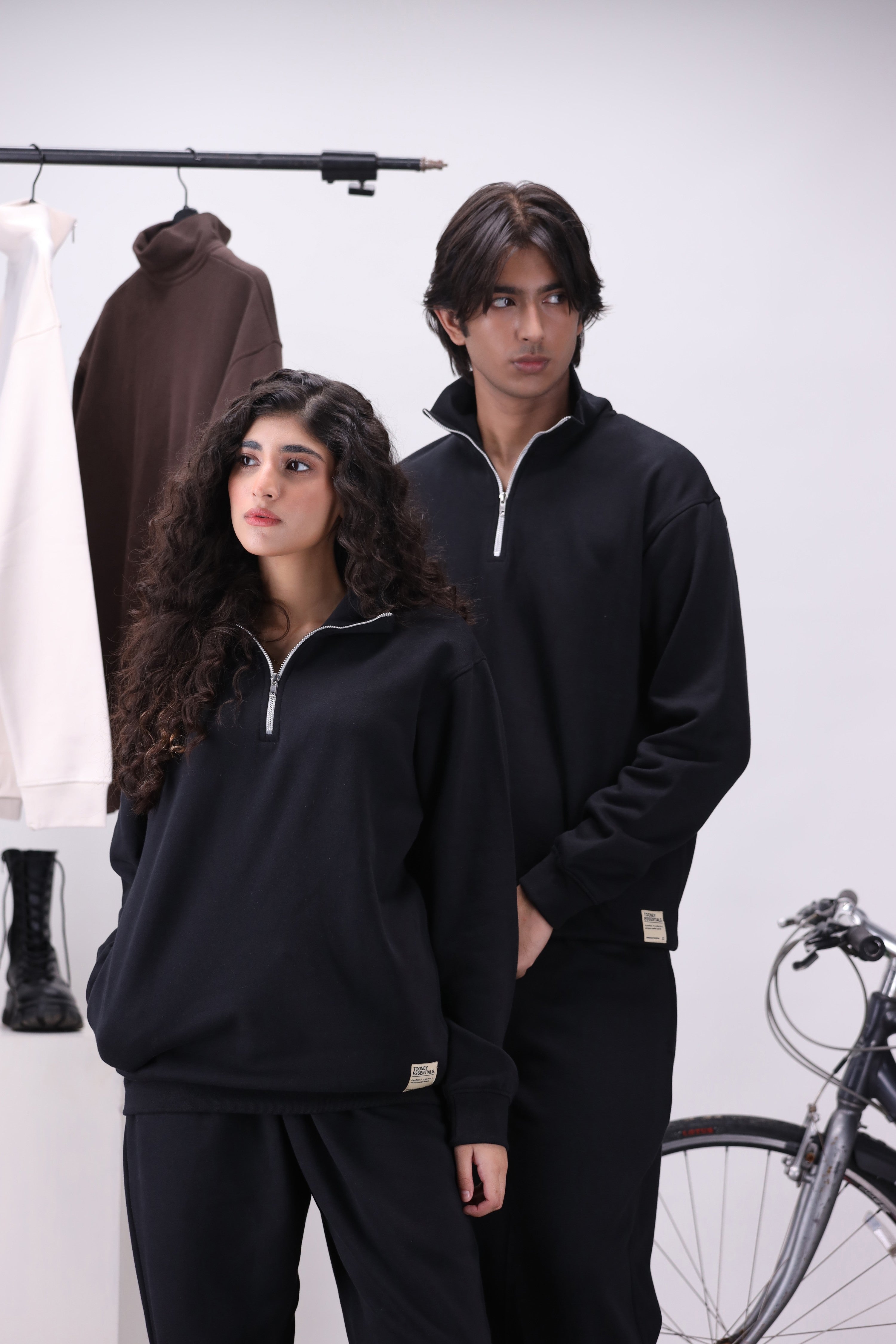 Black Mock Neck 1/4 Zipper Co-Ord Set