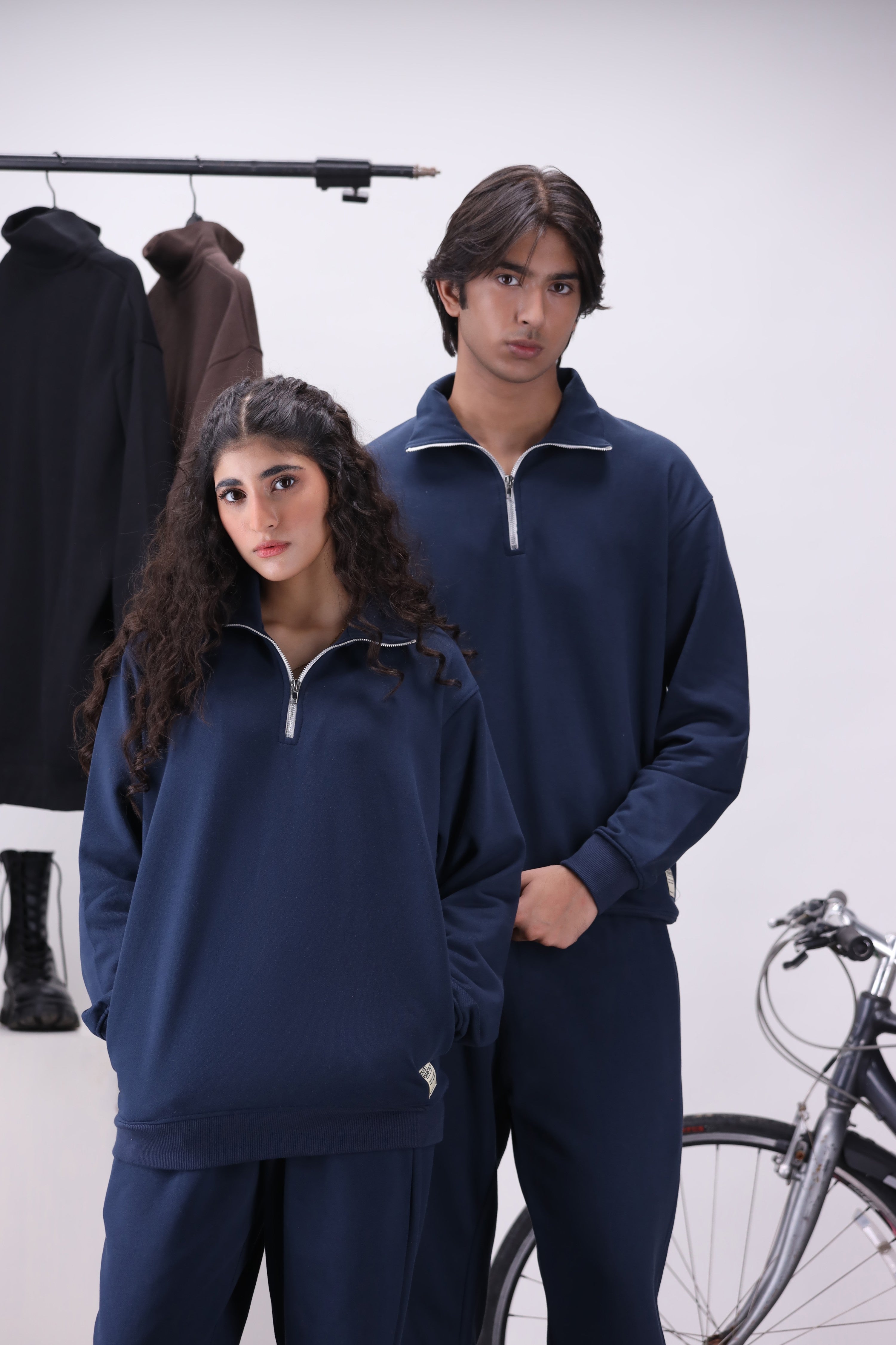 Navy Mock Neck 1/4 Zipper Co-Ord Set
