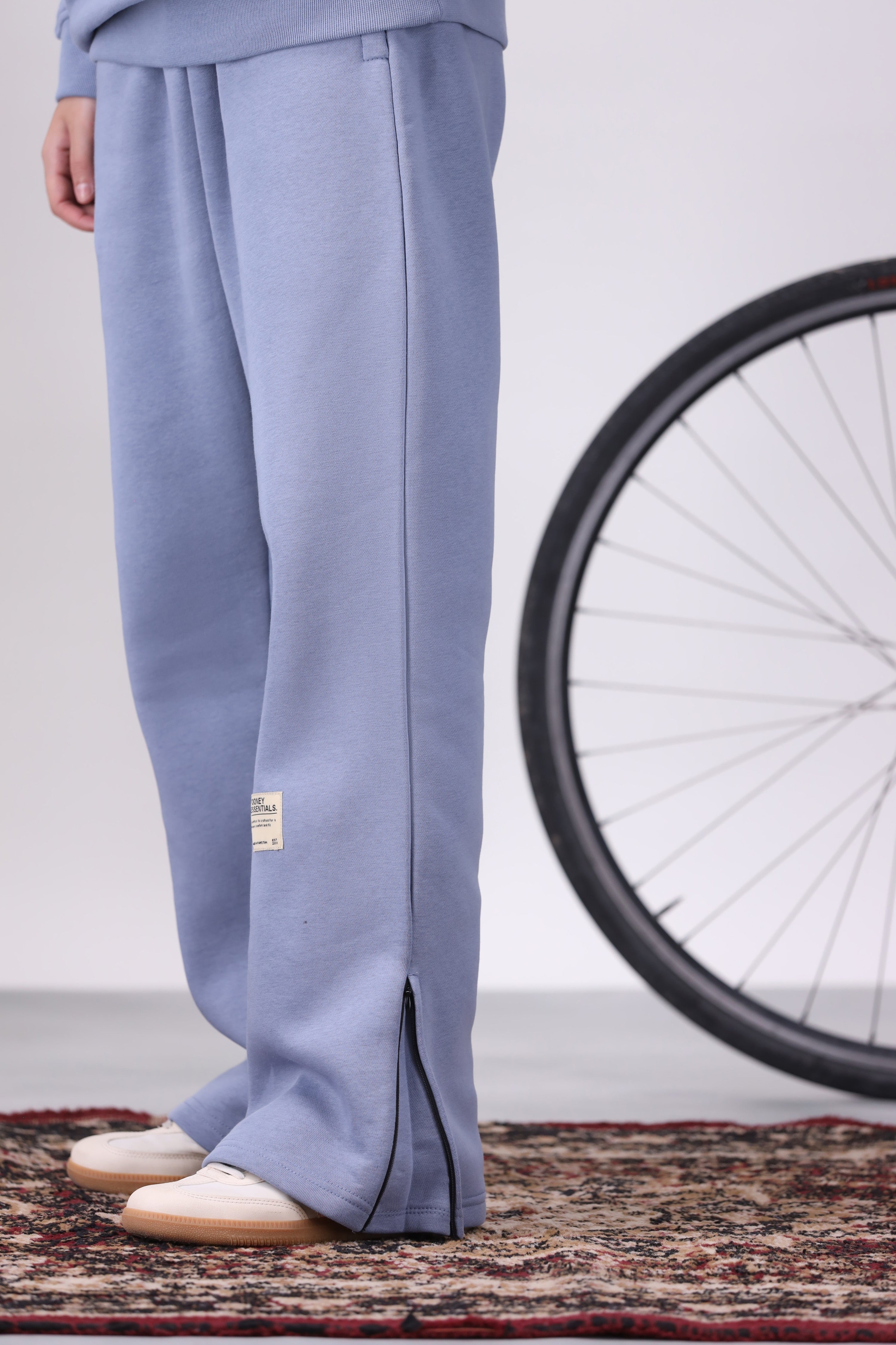 Powder Blue Mock Neck 1/4 Zipper Co-Ord Set