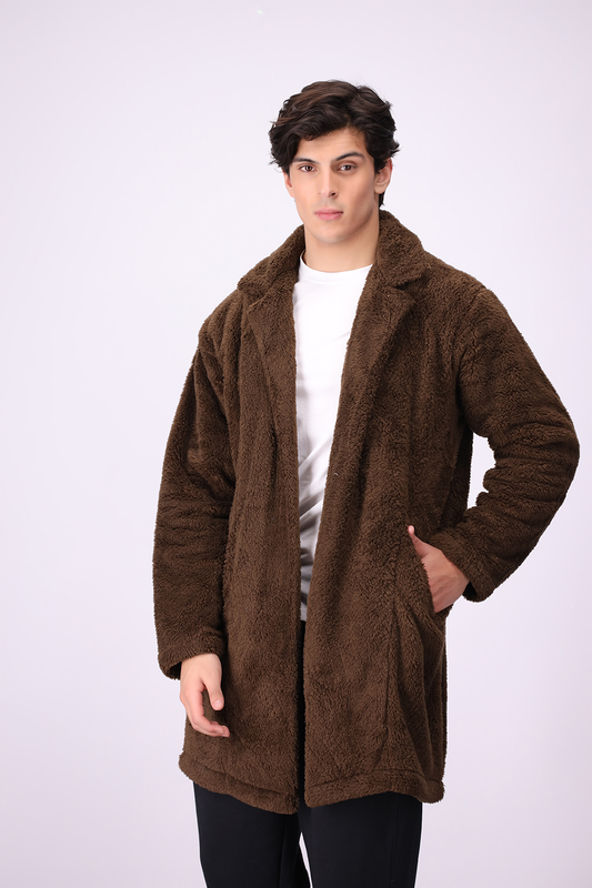 Plush Comfort Long Fur Unisex Coat - Teddy Brown