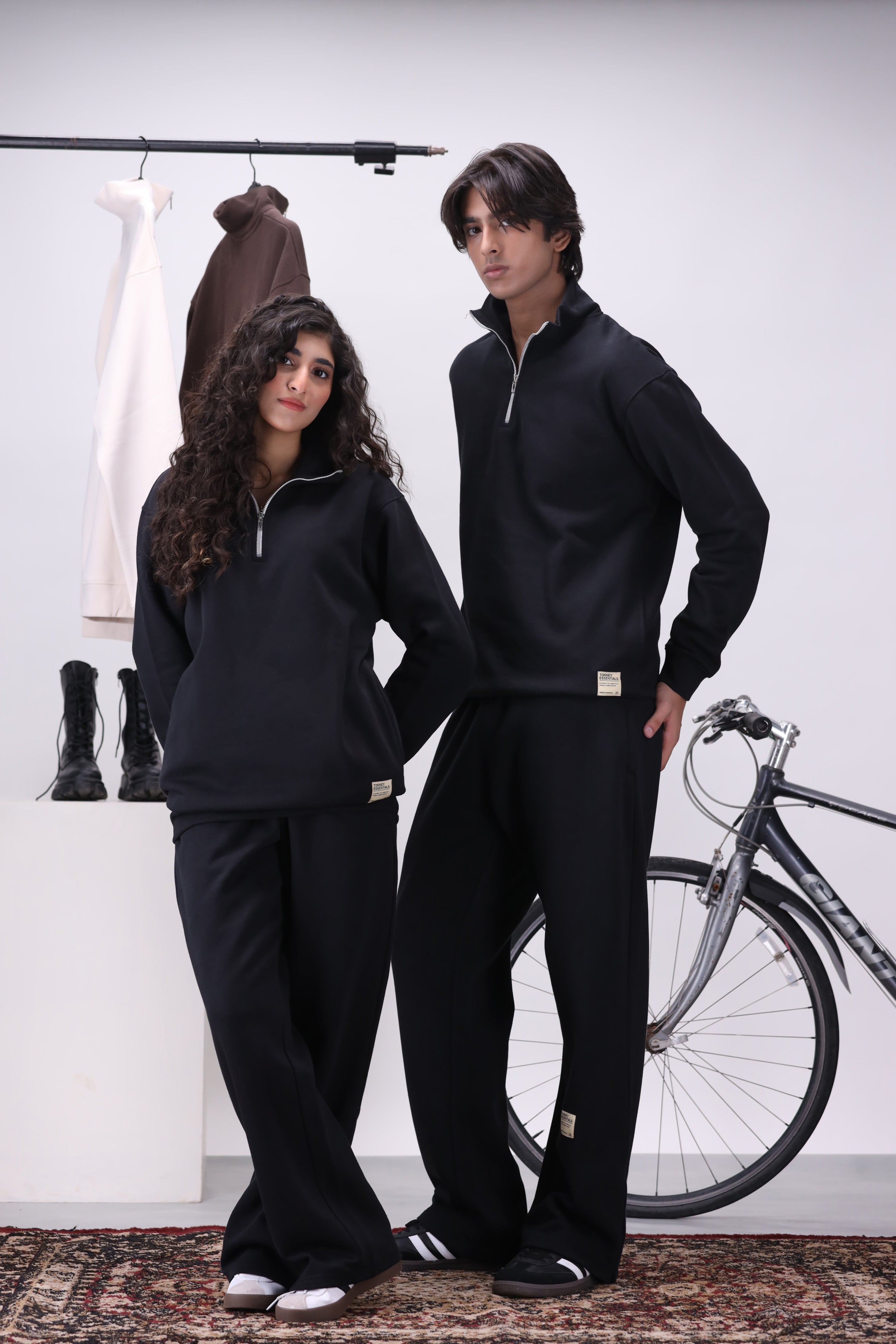 Black Mock Neck 1/4 Zipper Co-Ord Set