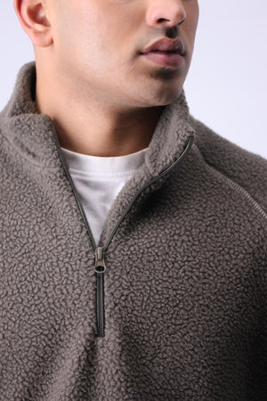 Sherpa Mock Neck ¼-Zip – Moss Grey