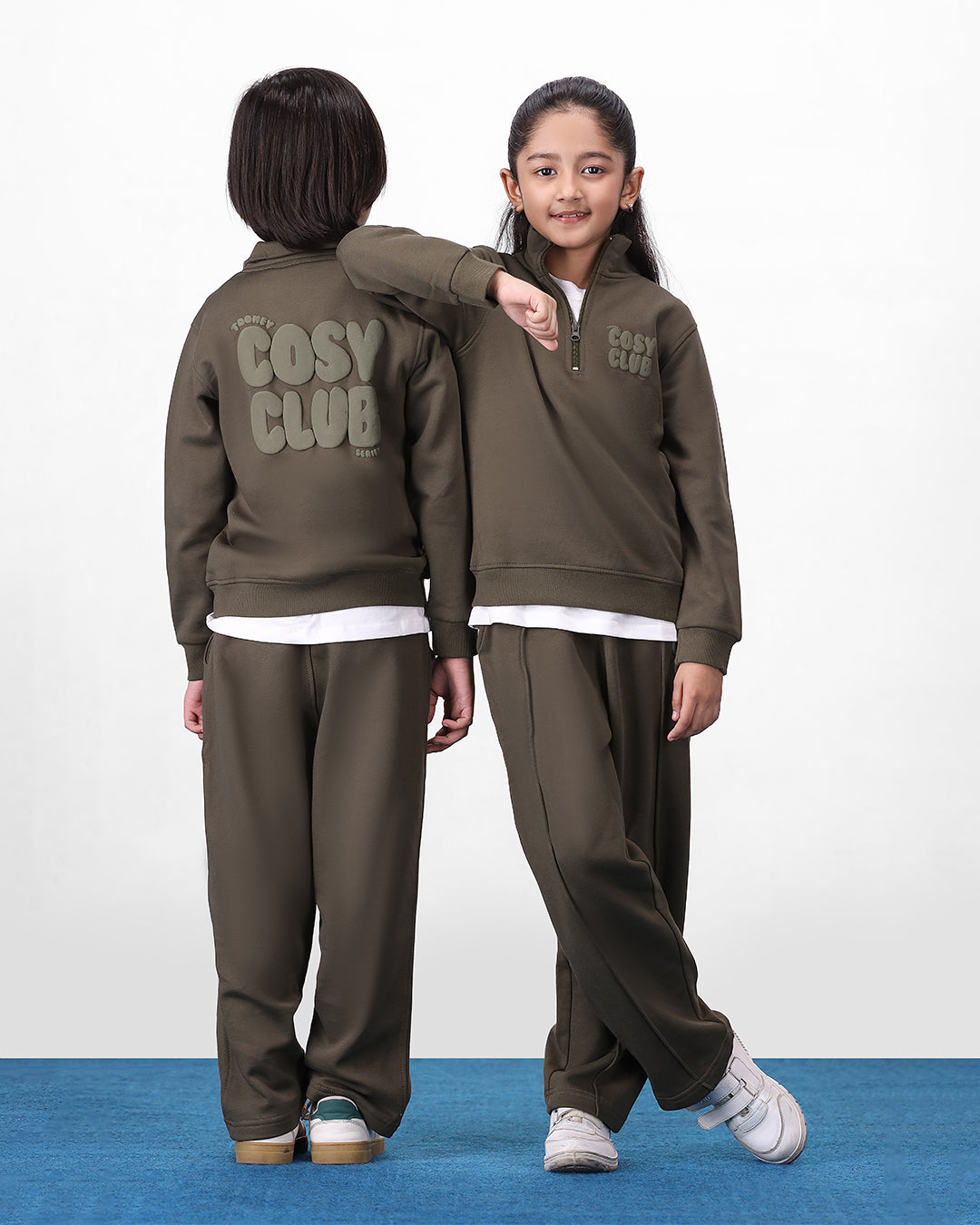 Cosy Club Mock Neck 1/4 Co-ord Set - Olive