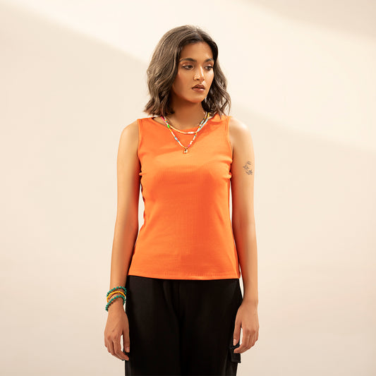 Orange Ribbed Tanktop