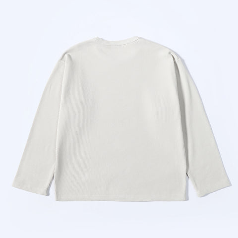 Beige Long Sleeve Waffle T-Shirt