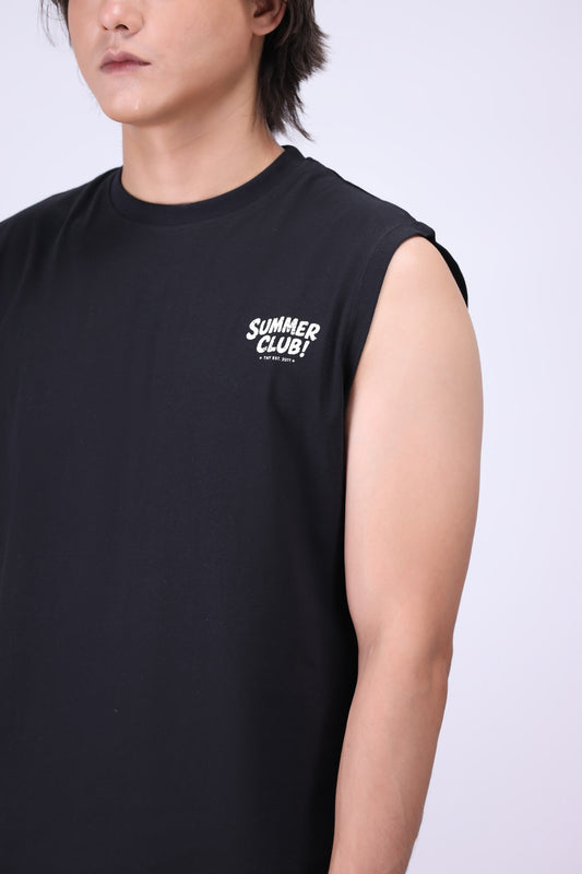 BLACK RELAXED FIT TANK T-SHIRT