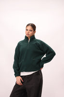Sherpa Mock Neck ¼-Zip Unisex – Forest Green