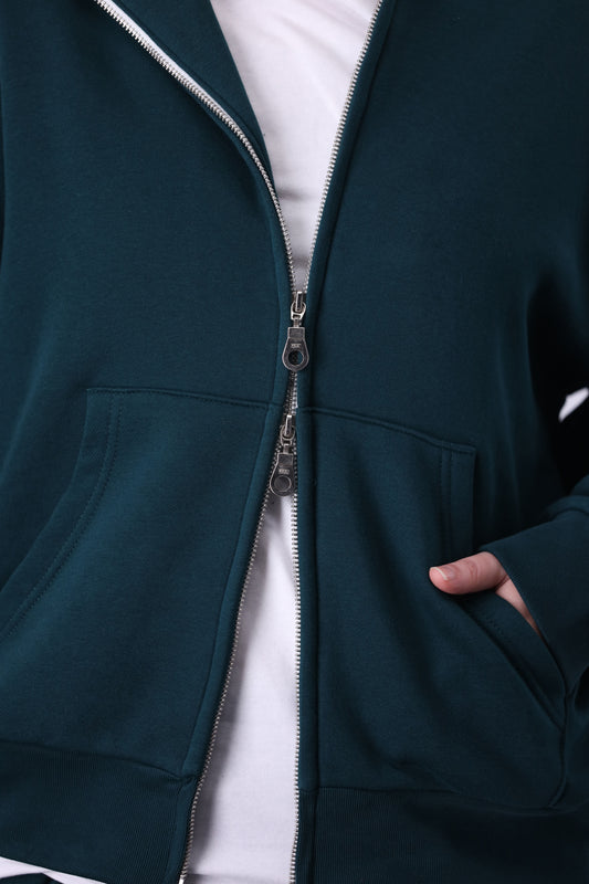 Core Fleece Zipper Co-Ord - Forest Green