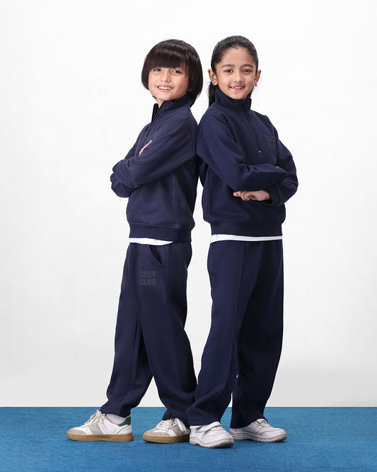 Cosy Club Mock Neck 1/4 Co-ord Set - Navy
