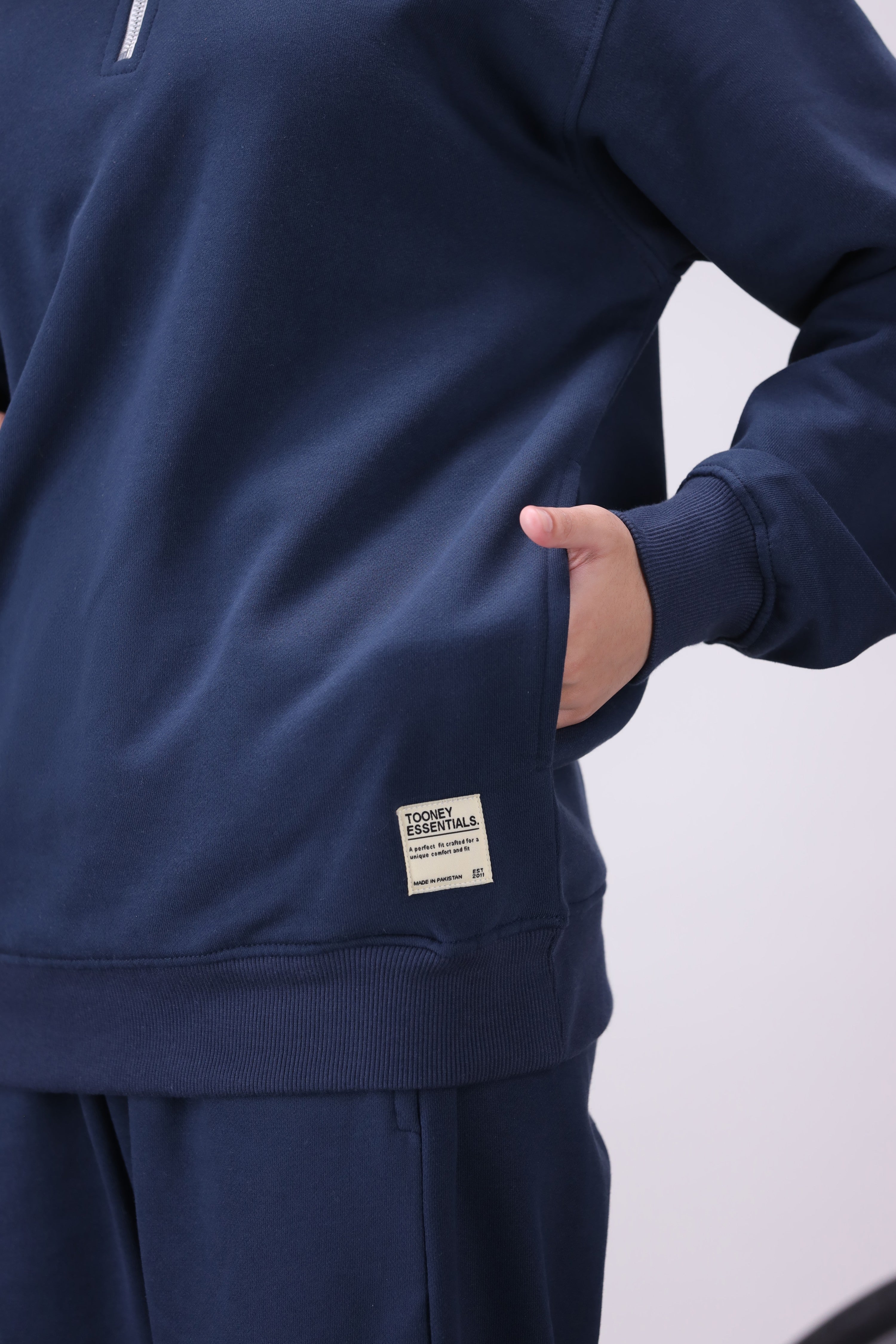 Navy Mock Neck 1/4 Zipper Co-Ord Set