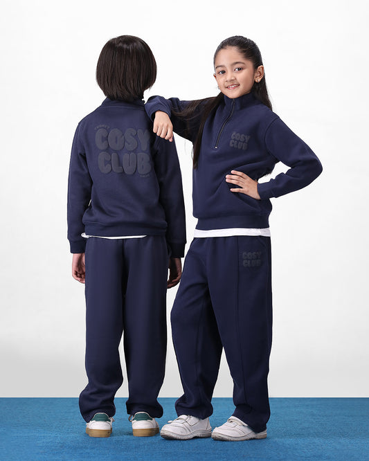 Cosy Club Mock Neck 1/4 Co-ord Set - Navy