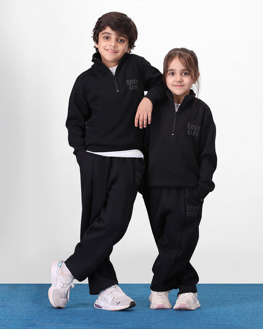 Cosy Club Mock Neck 1/4 Co-ord Set - Black