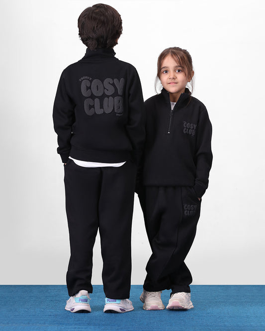Cosy Club Mock Neck 1/4 Co-ord Set - Black