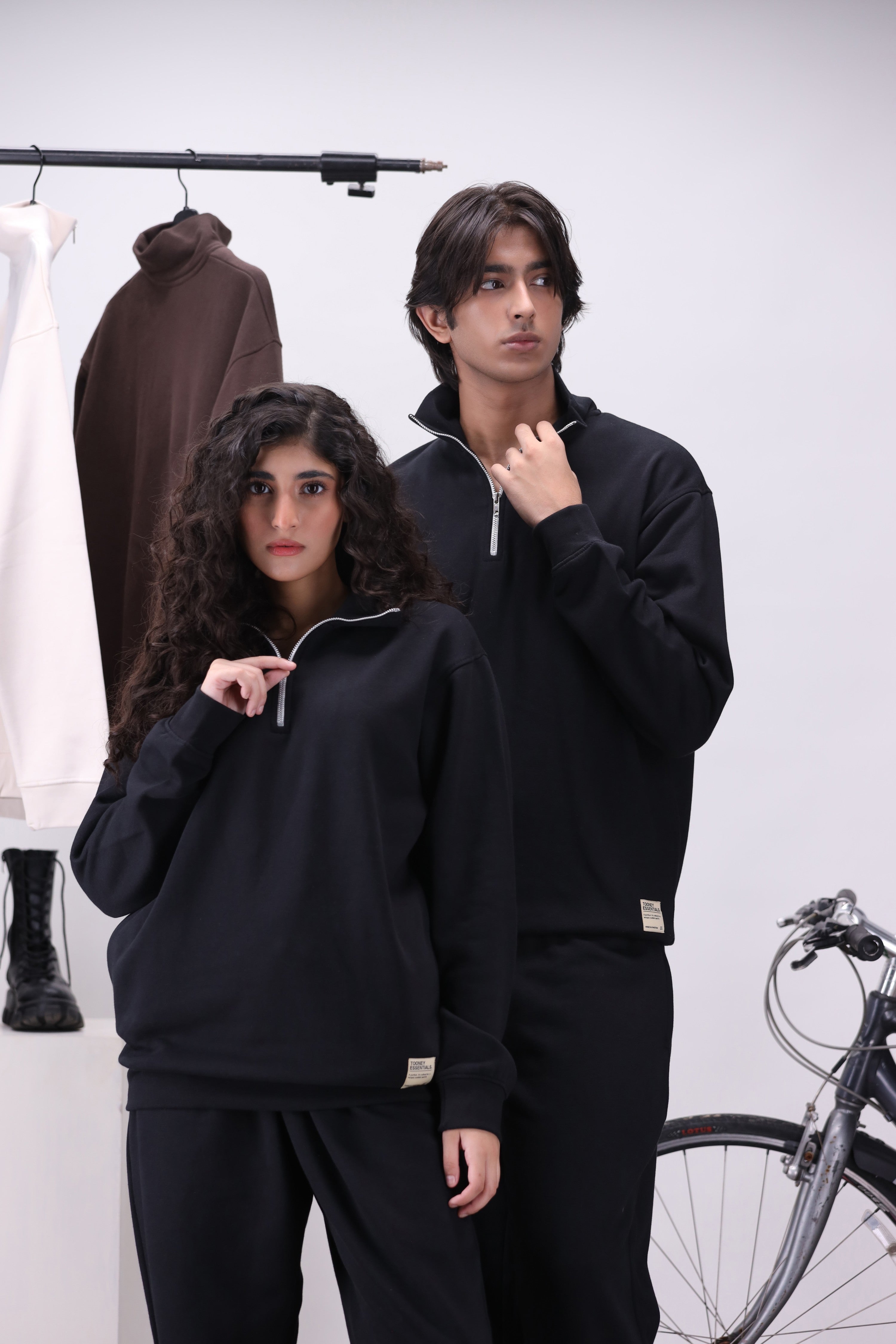 Black Mock Neck 1/4 Zipper Co-Ord Set