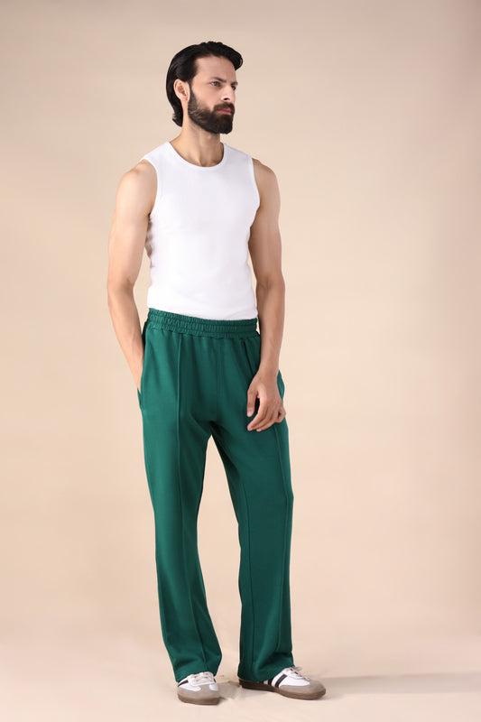 Green Essential Pleated Baggy Trousers