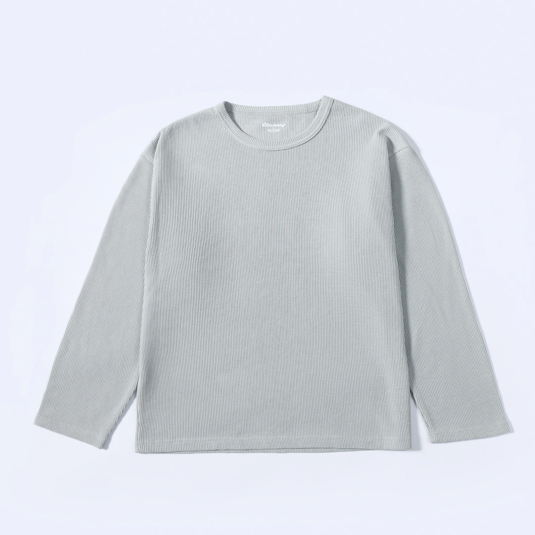 Grey Long Sleeve Waffle T-Shirt