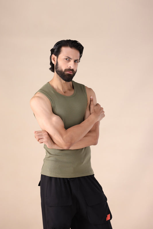 Ribbed Tanktop – Olive