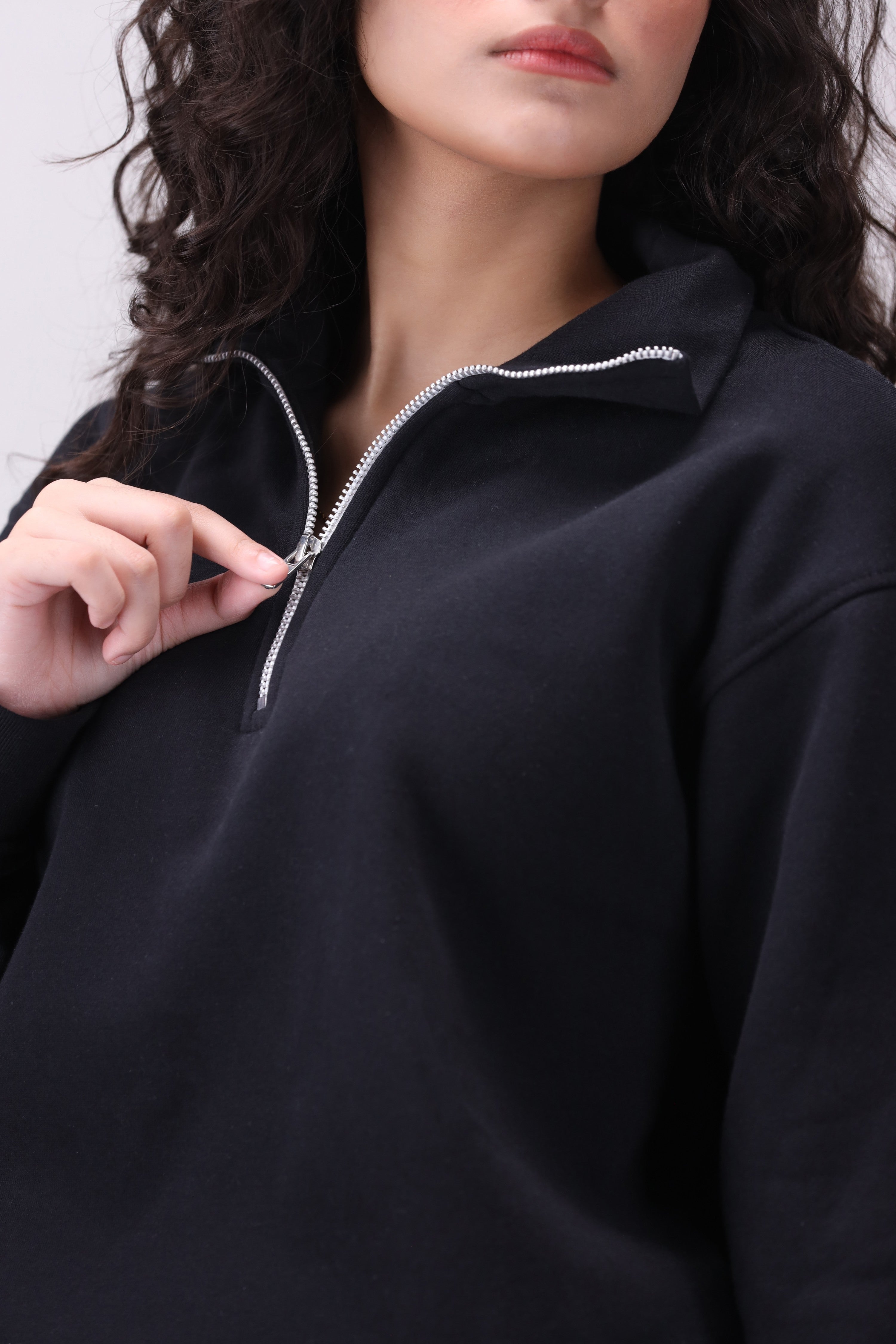 Black Mock Neck 1/4 Zipper Co-Ord Set