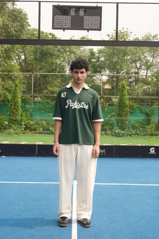 Pakistan Oversized Contrast Collar Knitted Polo Unisex