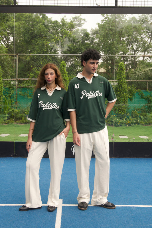 Pakistan Oversized Contrast Collar Knitted Polo Unisex