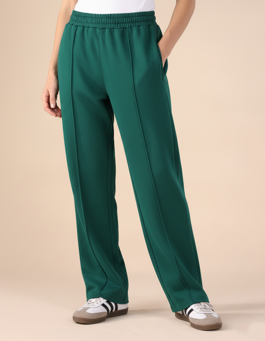 Green Essential Pleated Baggy Unisex Trousers
