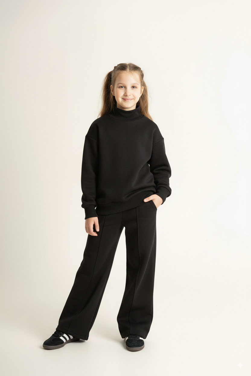 Shadow Black High Neck Fleece Set