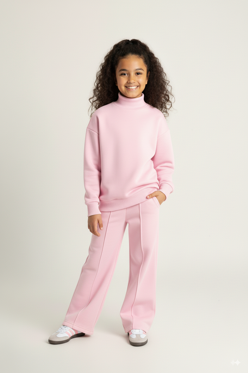 Bubblegum Pink High Neck Fleece Set