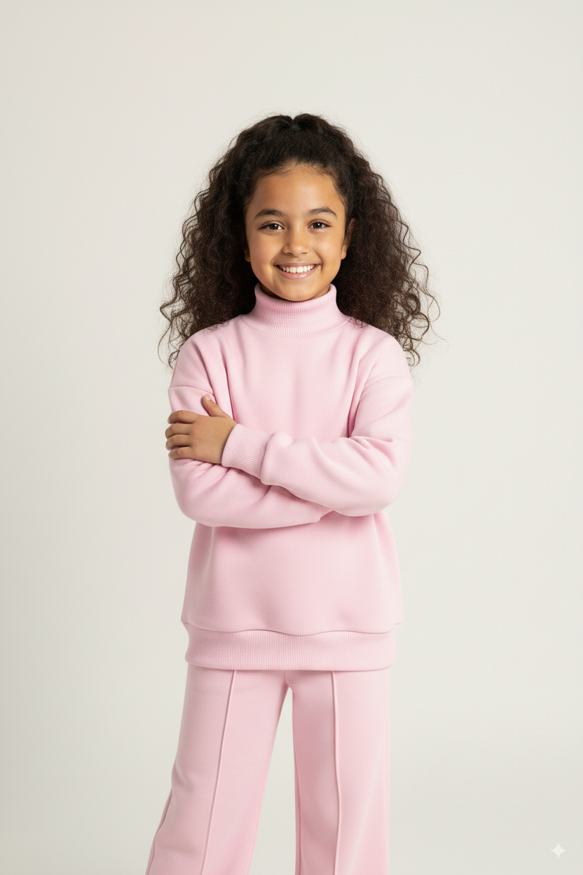 Bubblegum Pink High Neck Fleece Set