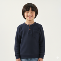 Navy Waffle Knit Henley