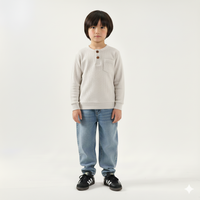 Biege Waffle Knit Henley