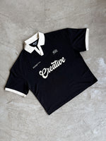 Creative Drop Shoulder Contrast Knit Polo