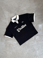 Creative Drop Shoulder Contrast Knit Polo