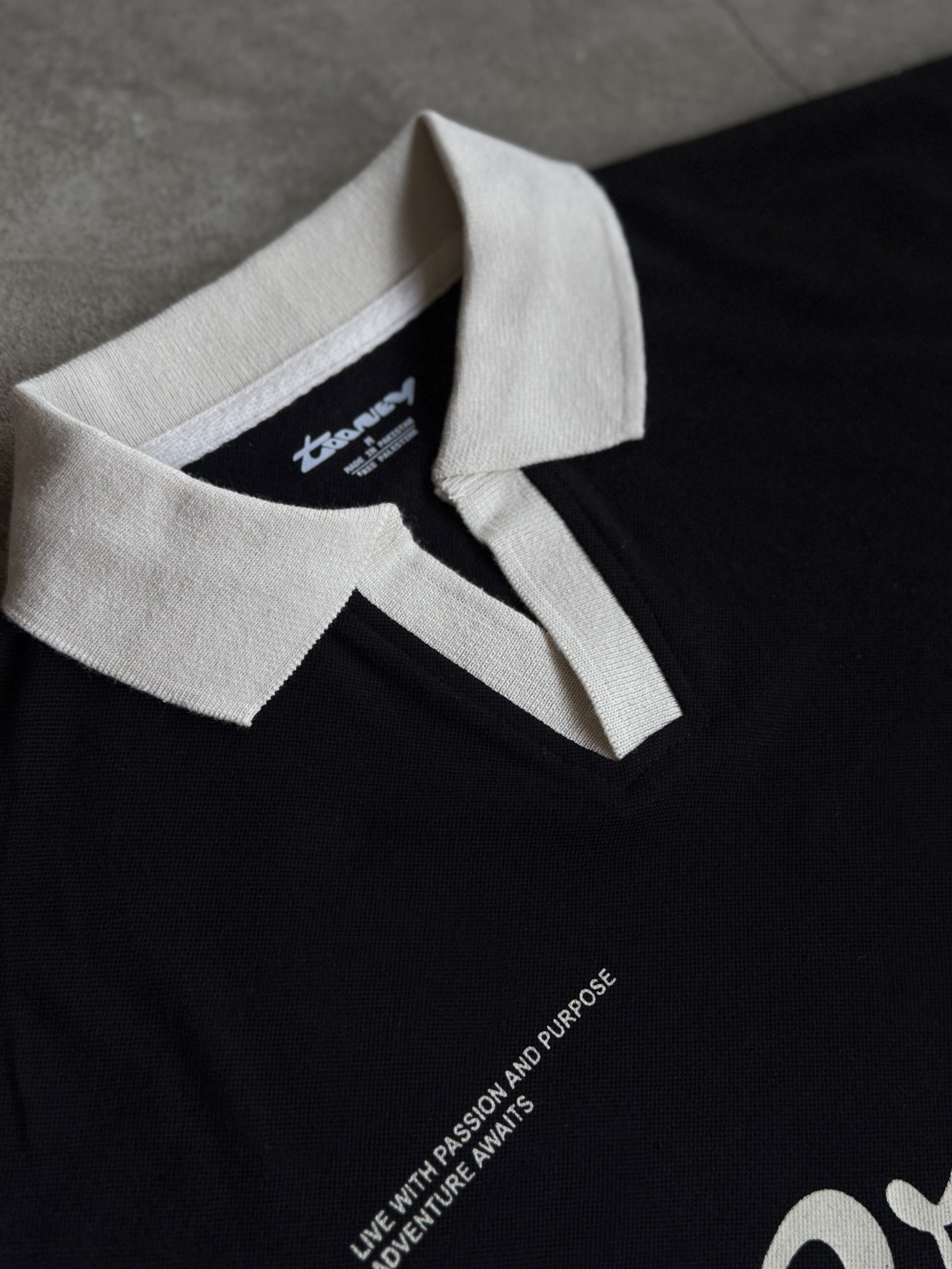 Creative Drop Shoulder Contrast Knit Polo