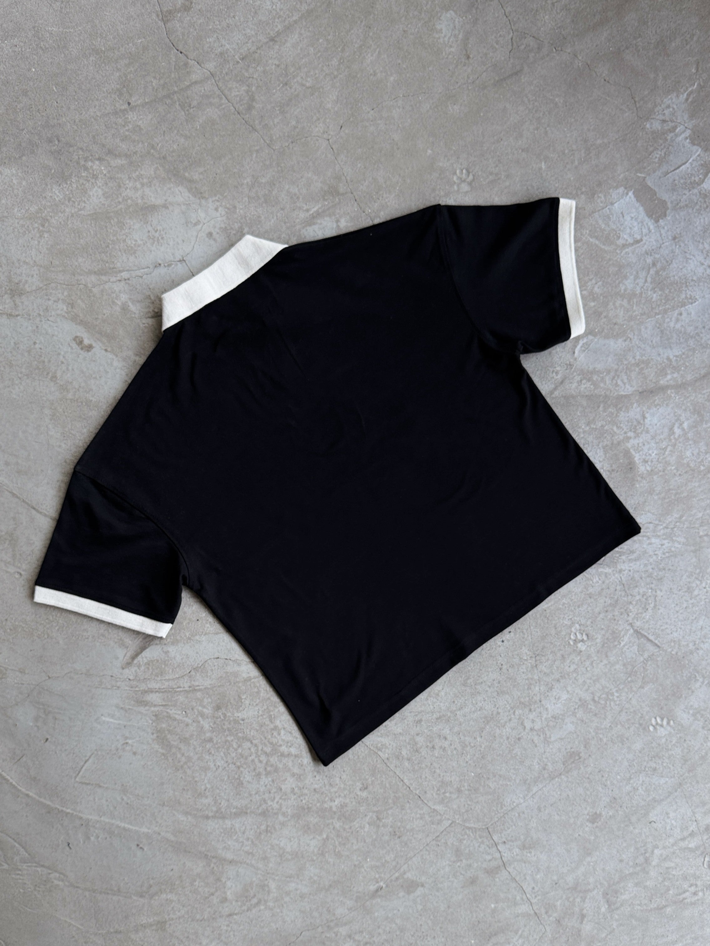 Creative Drop Shoulder Contrast Knit Polo