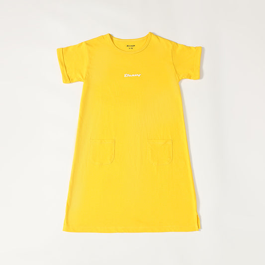 Yellow - Girls Pocket Dress