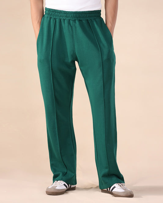 Green Essential Pleated Baggy Trousers