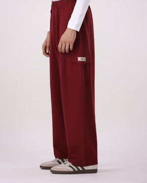 DRIFT CARGO TROUSER – Burgundy (Wide Fit)
