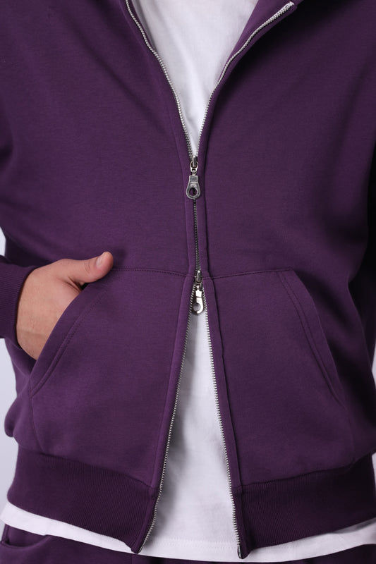 Core Fleece Zipper Co-Ord - Plum