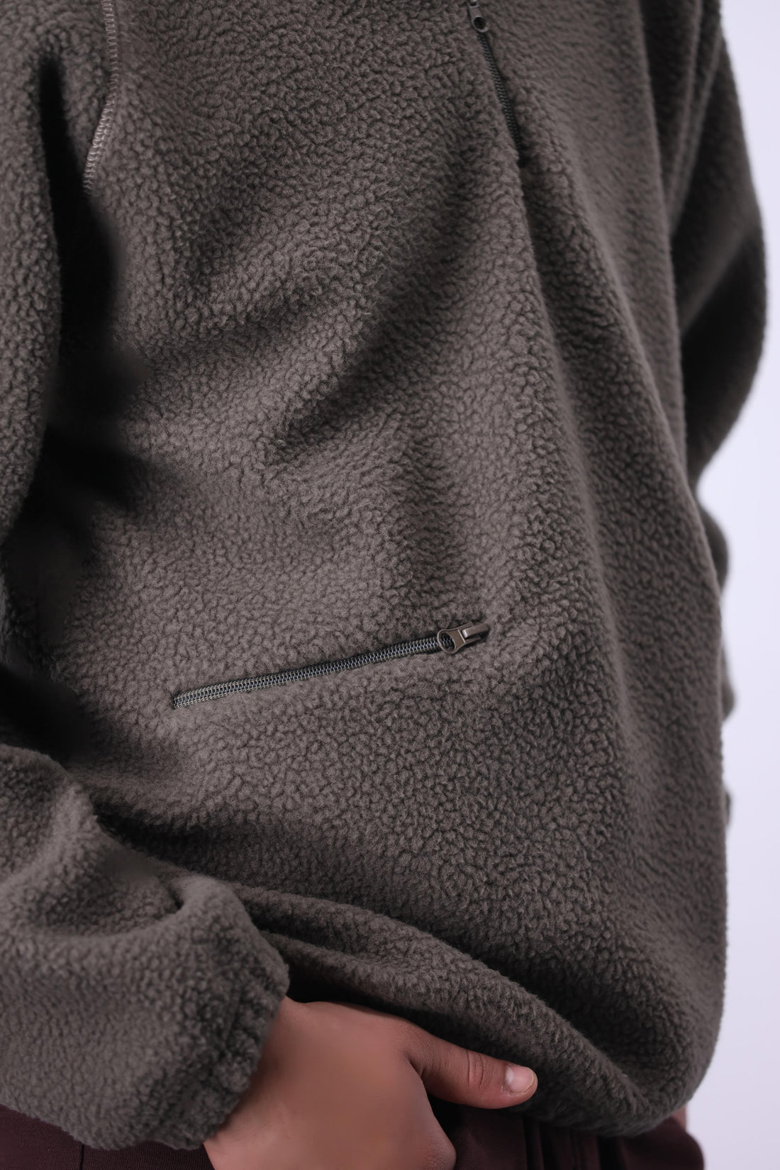Sherpa Mock Neck ¼-Zip – Moss Grey