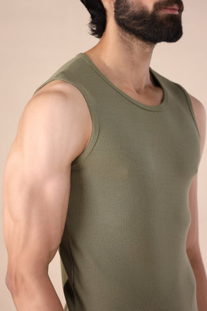 Ribbed Tanktop – Olive
