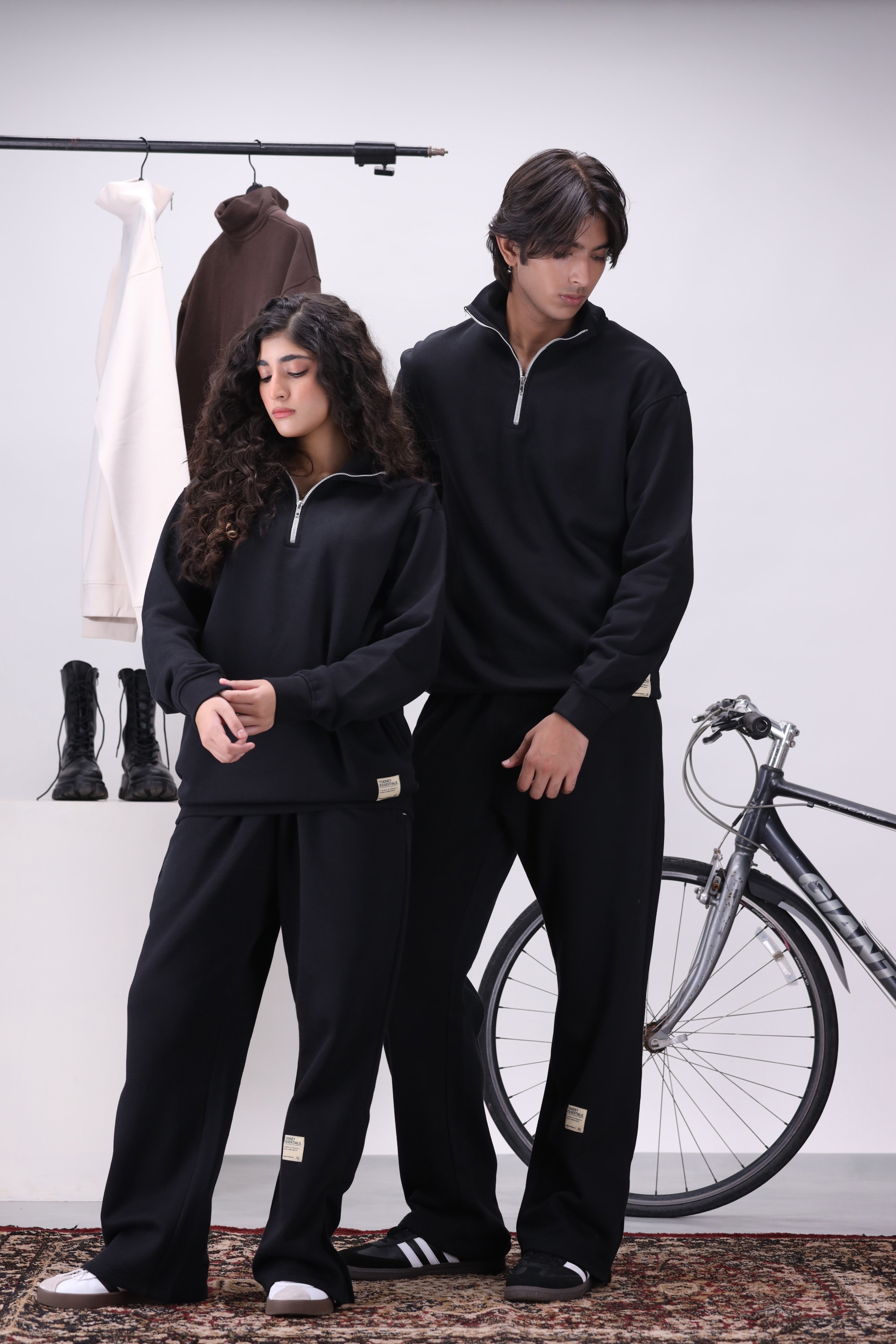 Black Mock Neck 1/4 Zipper Co-Ord Set