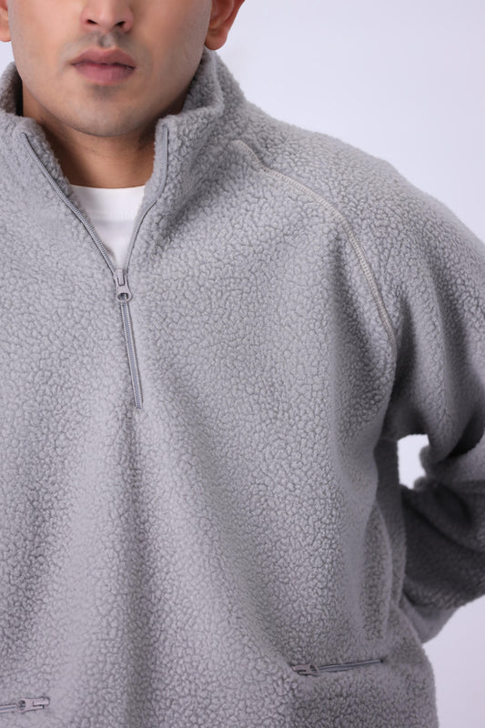 Sherpa Mock Neck ¼-Zip – Silver Frost