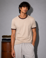 TNY Signature Unisex Ringer Tee – Beige/Brown