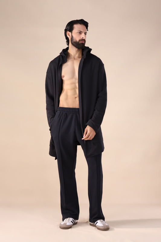 Black Essential Pleated Baggy Trousers