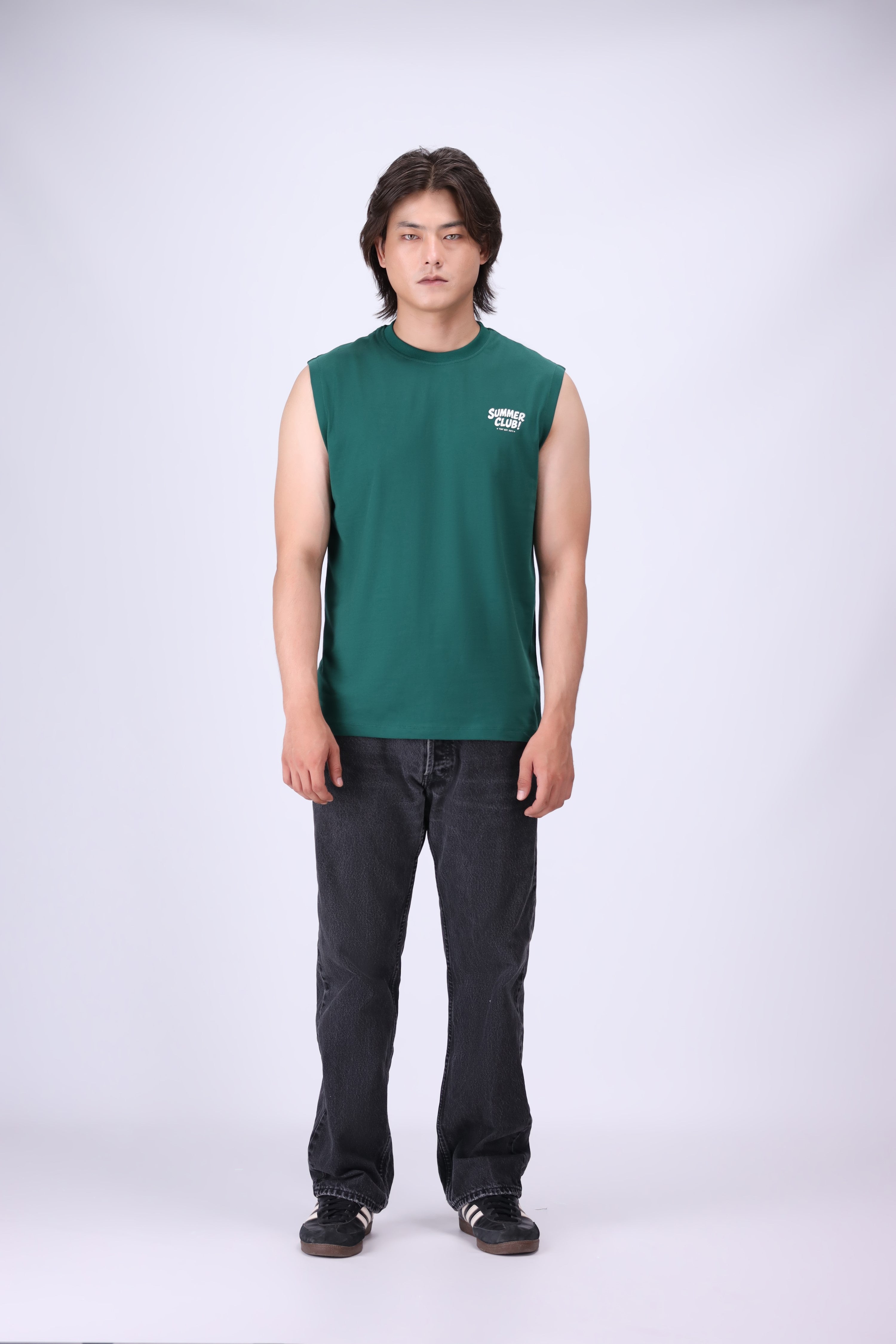 GREEN RELAXED FIT TANK T-SHIRT